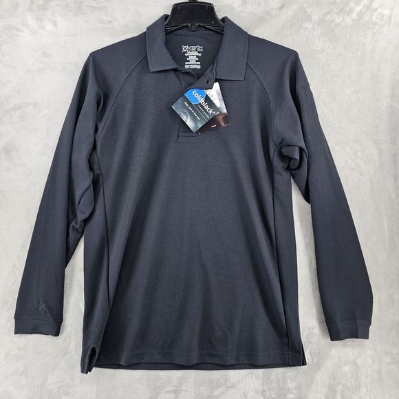 Vertx Mens Medium Long Sleeve Polo Blue Polyester‎ Wicking Streach Fabric - Picture 1 of 8